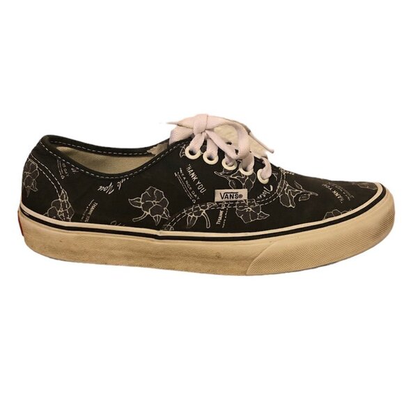 VANS OFF THE WALL Sneakers W8/M6.5 Black Thank You Floral Print Unisex - Picture 10 of 10